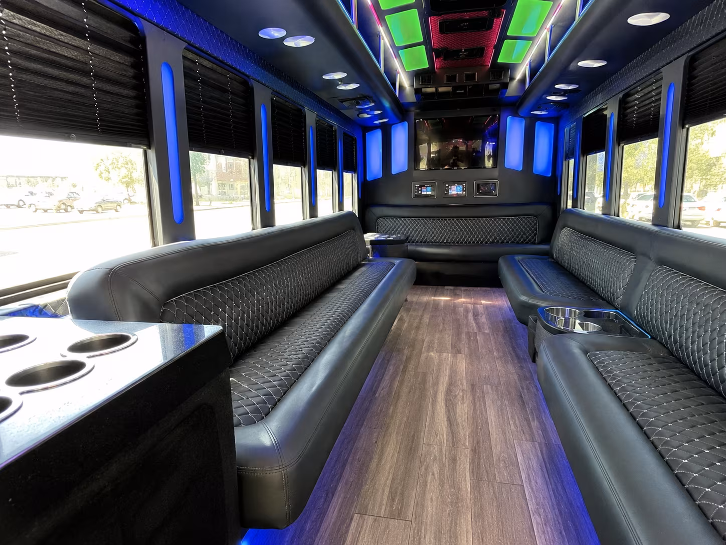 harrisonburg 15 passenger party bus inside