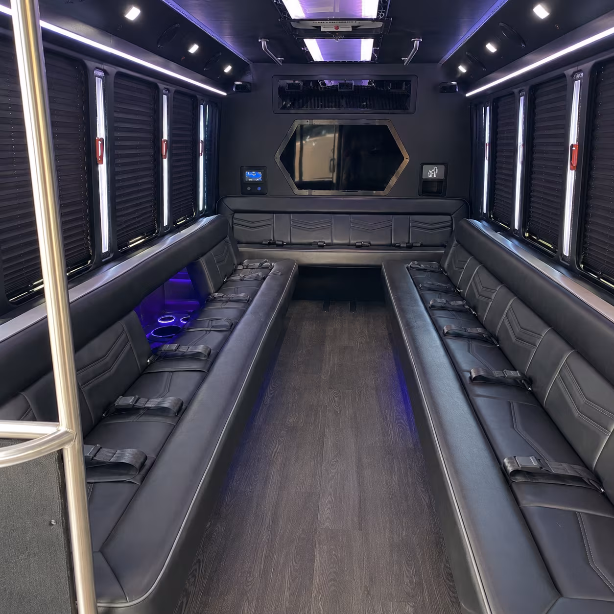 harrisonburg 18 passenger party bus interior