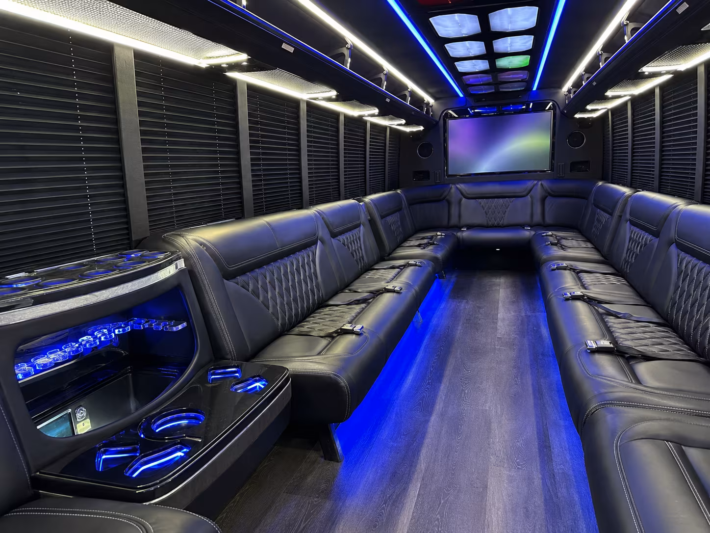 harrisonburg 20 passenger party bus inside