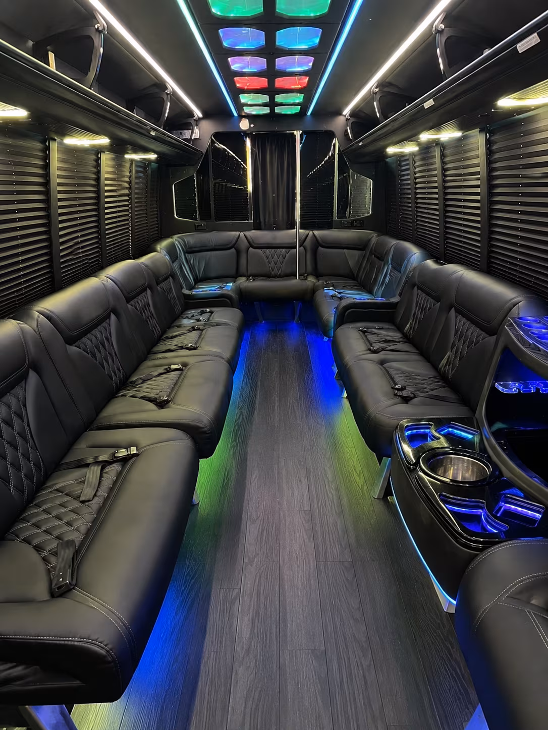 harrisonburg 20 passenger party bus interior