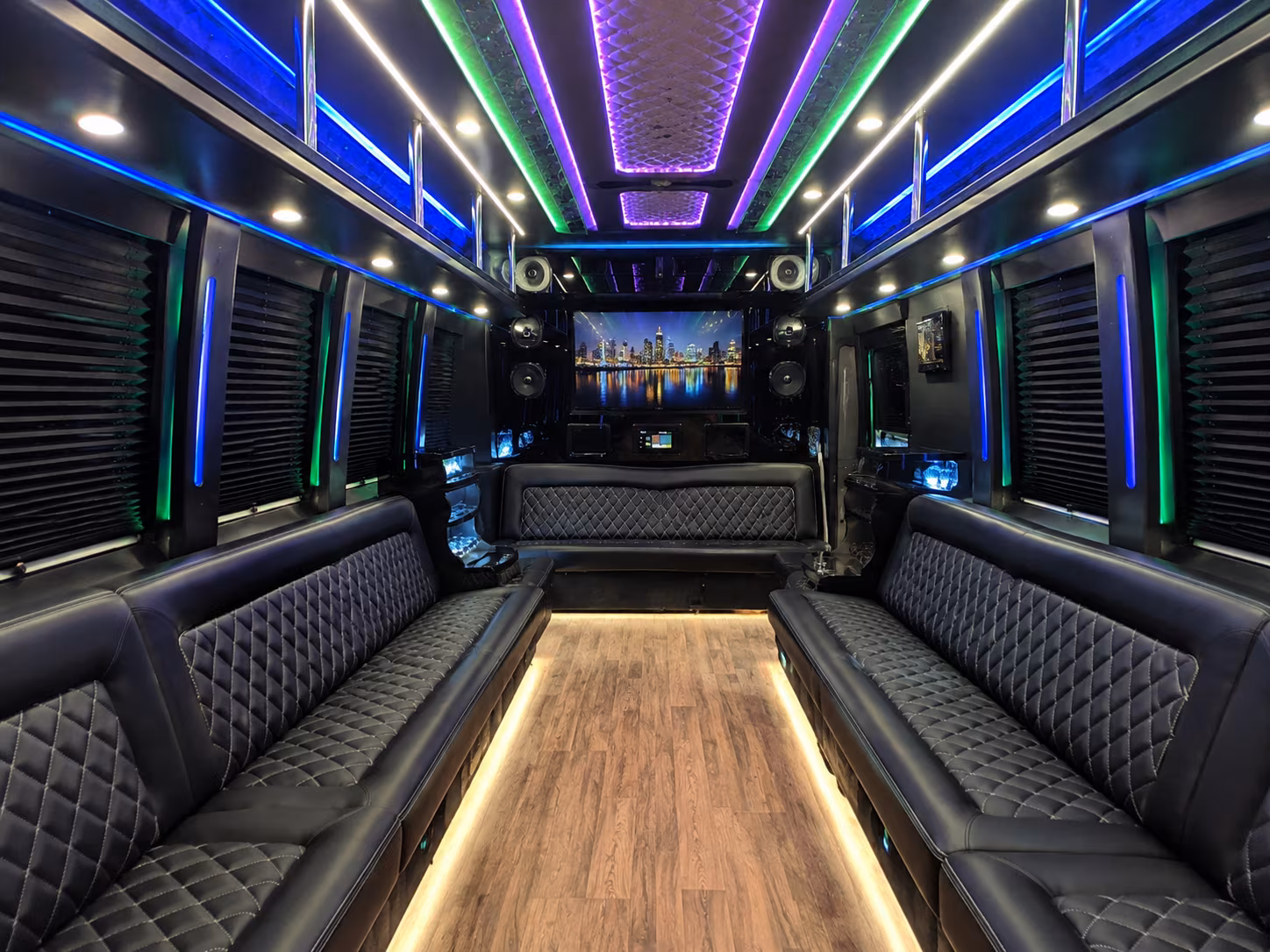 harrisonburg 25 passenger party bus interior