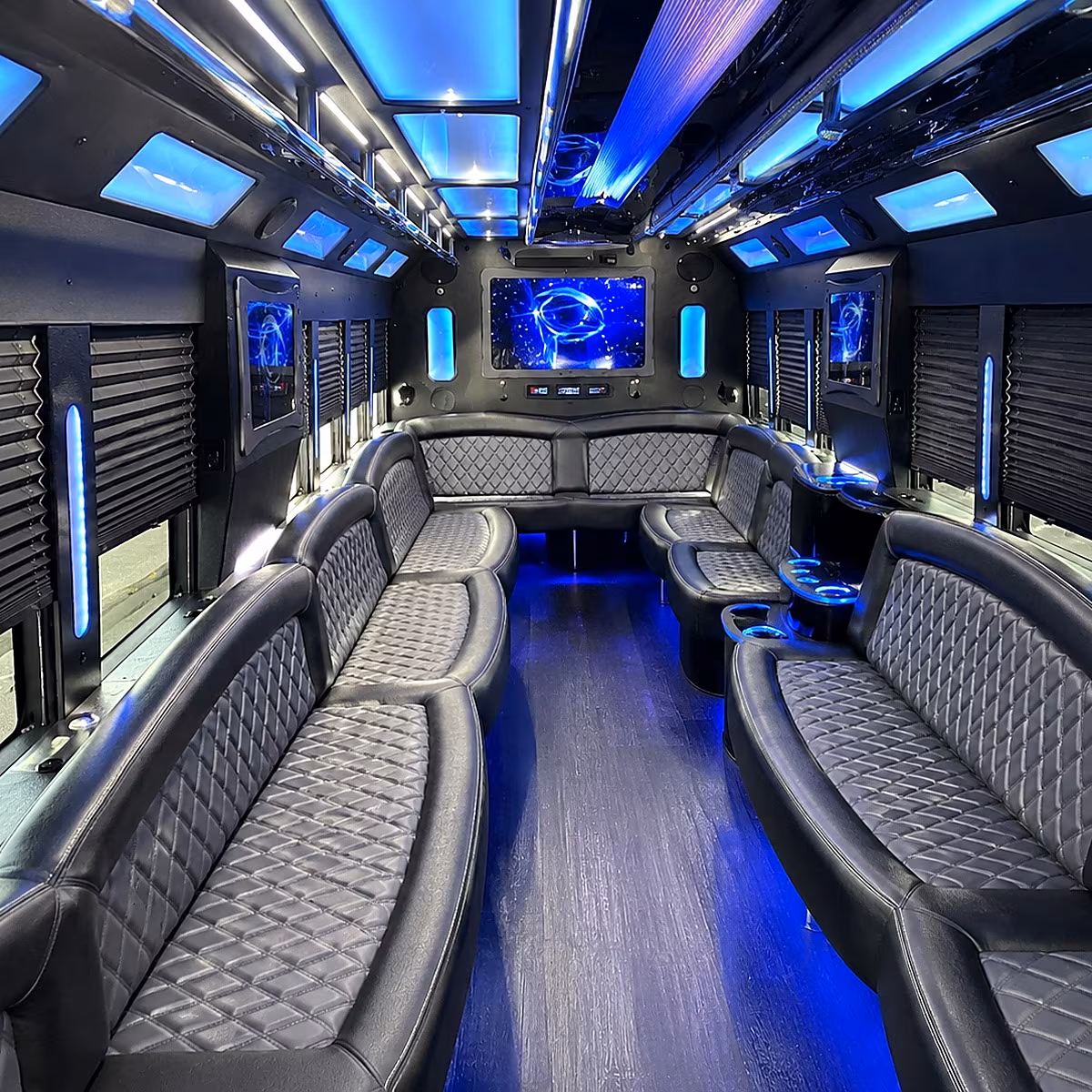 harrisonburg 50 passenger party bus interior