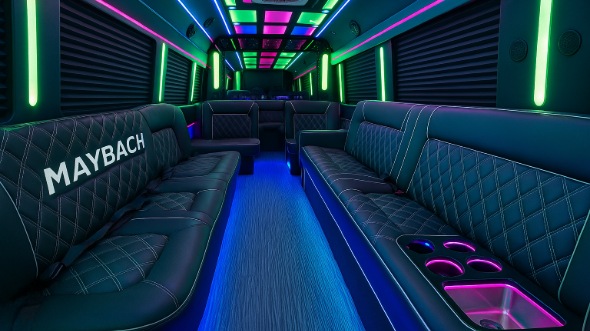 Interior of Charter Bus Company Norfolk's Party Bus in Norfolk